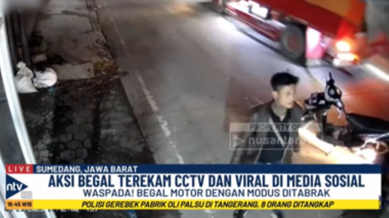 Aksi begal dengan modus licik ditabrak di Sumedang terekam CCTV