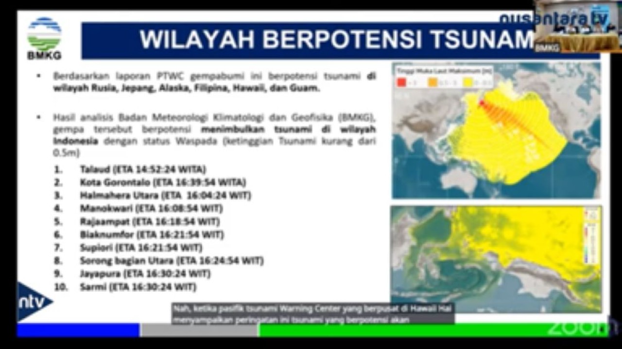 BMKG mengumumkan peringatan dini tsunami di 10 wilayah di Indonesia pasca gempa Rusia