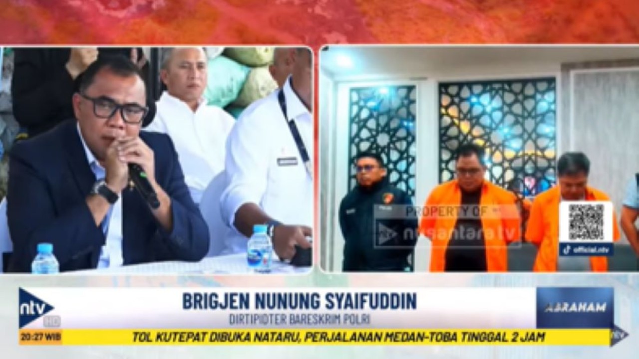 Dirtipidter Bareskrim Polri Brigjen Nunung Syaifuddin memberikan keterangan pers terkait pengungkapan sindikat batu bara ilegal di IKN yang merugikan negara triliunan rupiah