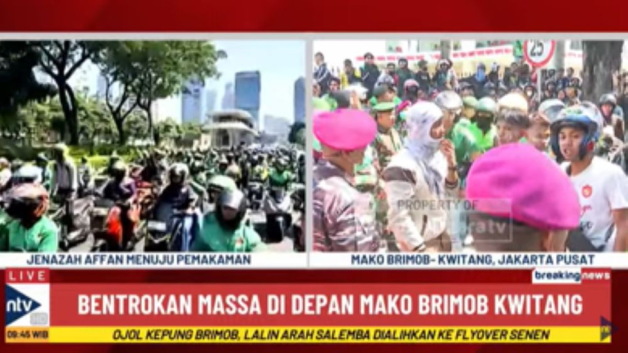 Komunitas pengemudi ojol masih berunjuk rasa di markas Brimob di Kwitang