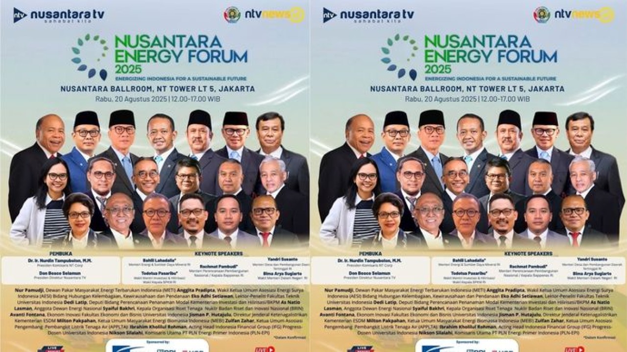 Nusantara Energy Forum 2025 digelar pada Rabu, 20 Agustus 2025, di Nusantara Ballroom, NT Tower, Jakarta.