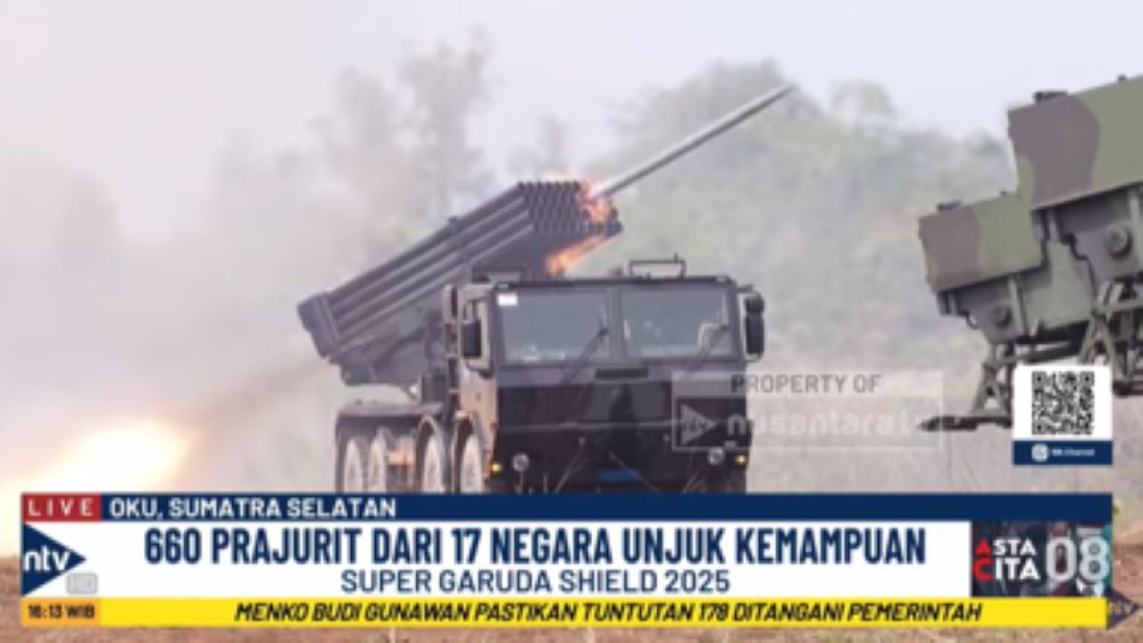 Ratusan personel dari 17 negara mengikuti latihan tembakan senjata hidup terpadu atau Combined Arms Life Fire Exercise dalam kegiatan Garuda Shield 2025