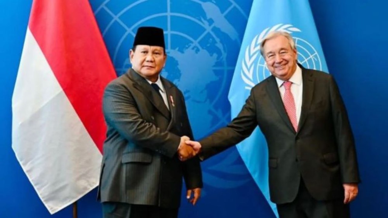 Presiden Republik Indonesia, Prabowo Subianto, menggelar pertemuan bilateral dengan Sekretaris Jenderal Perserikatan Bangsa-Bangsa (PBB), António Guterres, (Antara)
