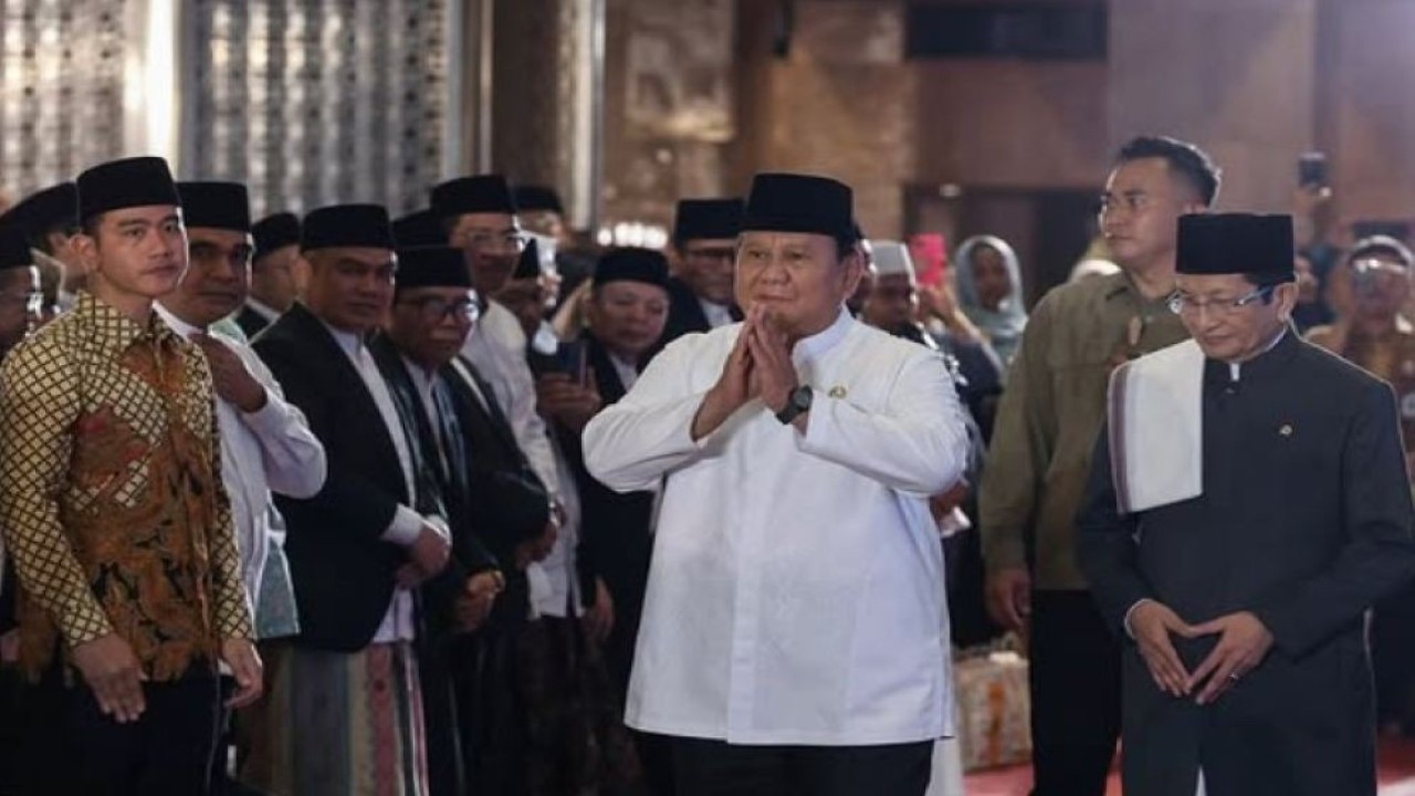 Presiden Prabowo Subianto menghadiri peringatan Maulid Nabi Muhammad SAW Tahun 1447 Hijriah di Masjid Istiqlal, Jakarta, Kamis (4/9/2025) malam. (Foto: Istimewa  /Instagram @presidenrepublikindonesia)