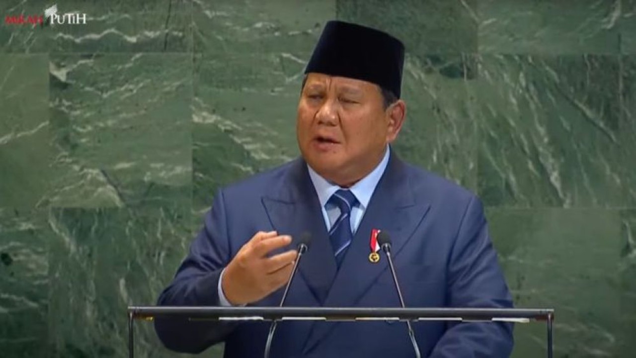 Presiden Prabowo Subianto dalam Sidang Umum PBB. (Foto: Tangkapan layer YouTube)