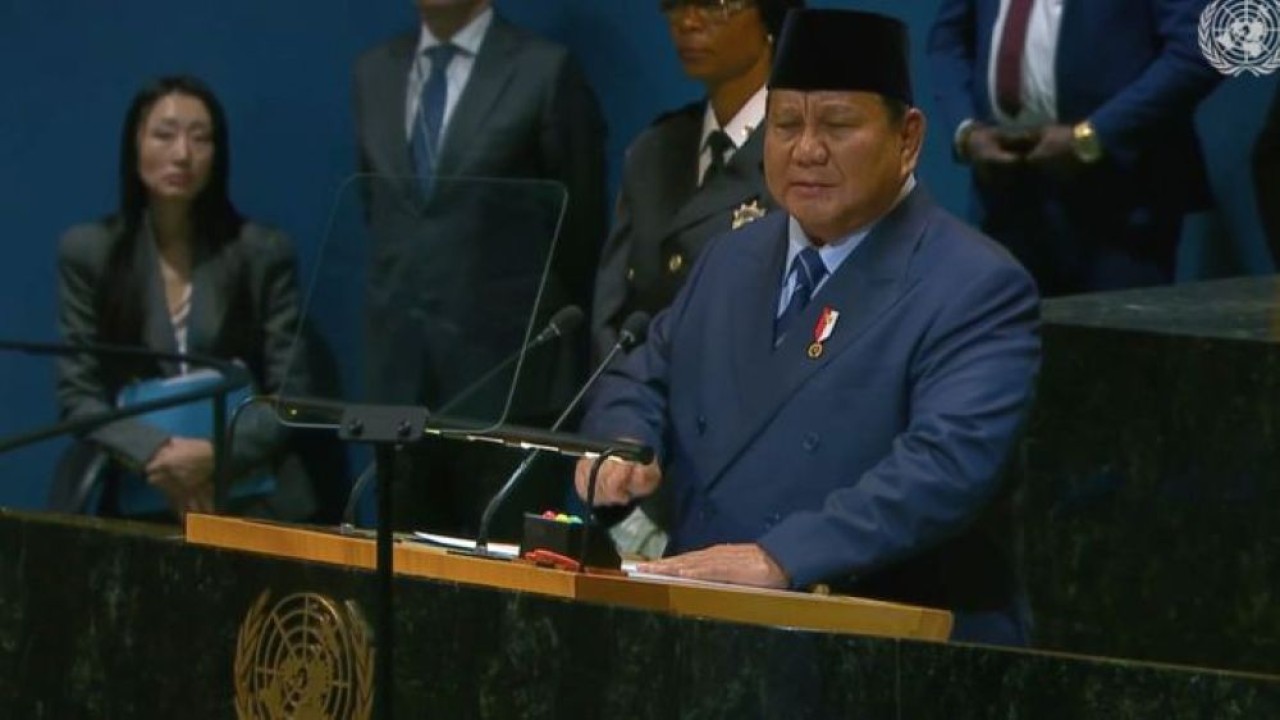 Presiden Prabowo Subianto dalam Sidang Umum PBB. (Foto: Tangkapan layar YouTube)