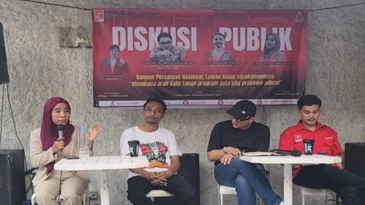 LMND menggelar diskusi publik Satu Tahun Pemerintahan Prabowo–Gibran bertema “Bangun Persatuan Nasional: Baca Arah Satu Tahun Program Asta Cita Prabowo–Gibran”/ist