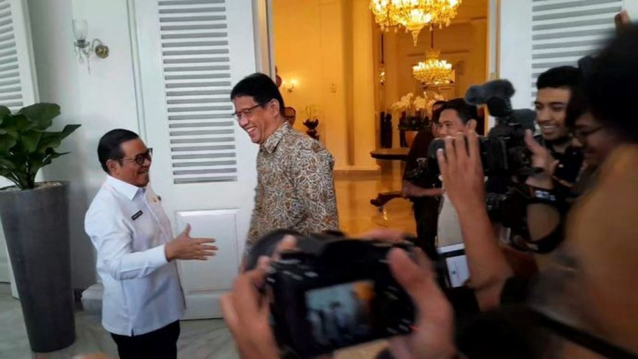 Menkeu Purbaya Yudhi Sadewa bertemu dengan Gubernur DKI Jakarta Pramono Anung di Balai Kota Jakarta, Selasa (7/10/2025). (Foto: Ntvnews.id/Adiansyah)