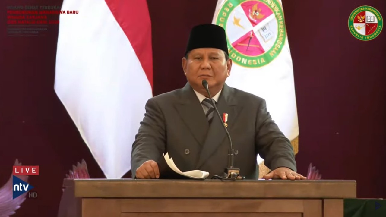 Presiden Prabowo Subianto menghadiri kegiatan sidang senat terbuka wisuda 521 sarjana UKRI di Trans Convention Centre, Kota Bandung, Jawa Barat, Sabtu, 18 Oktober 2025.