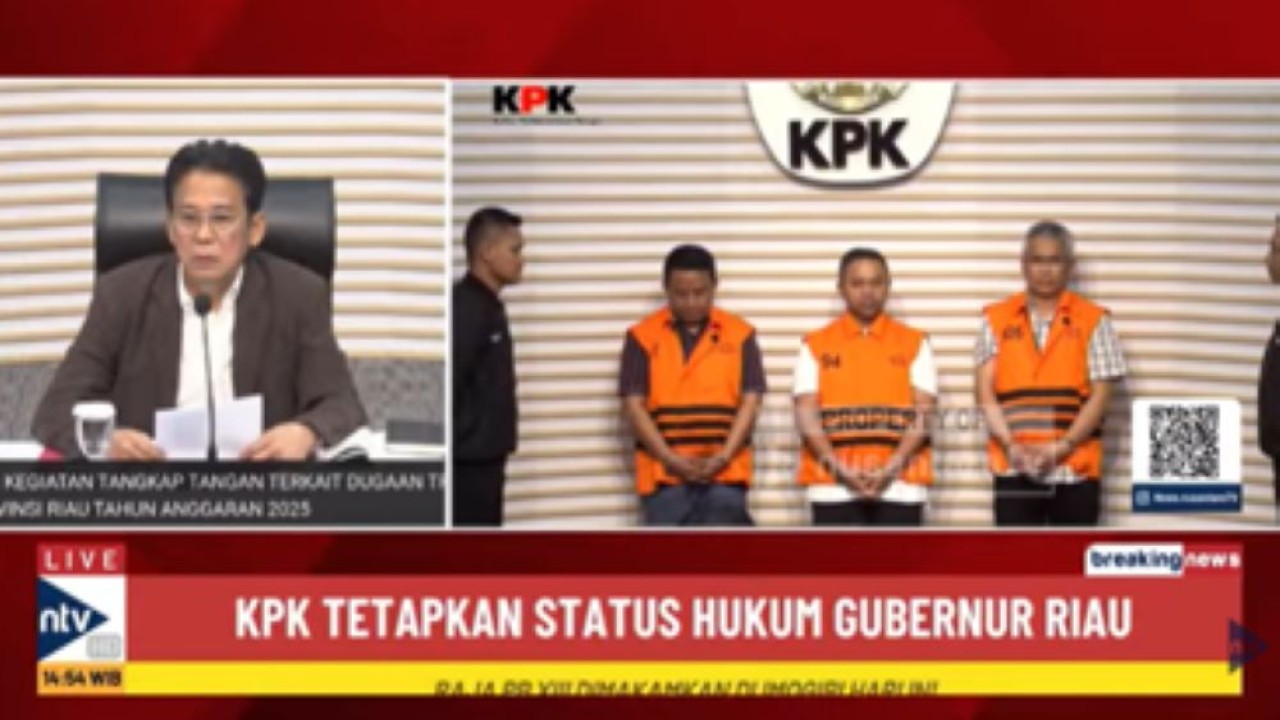 Gubernur Riau Abdul Wahid ditetapkan sebagai tersangka kasus dugaan pemerasan ke Dinas PUPR