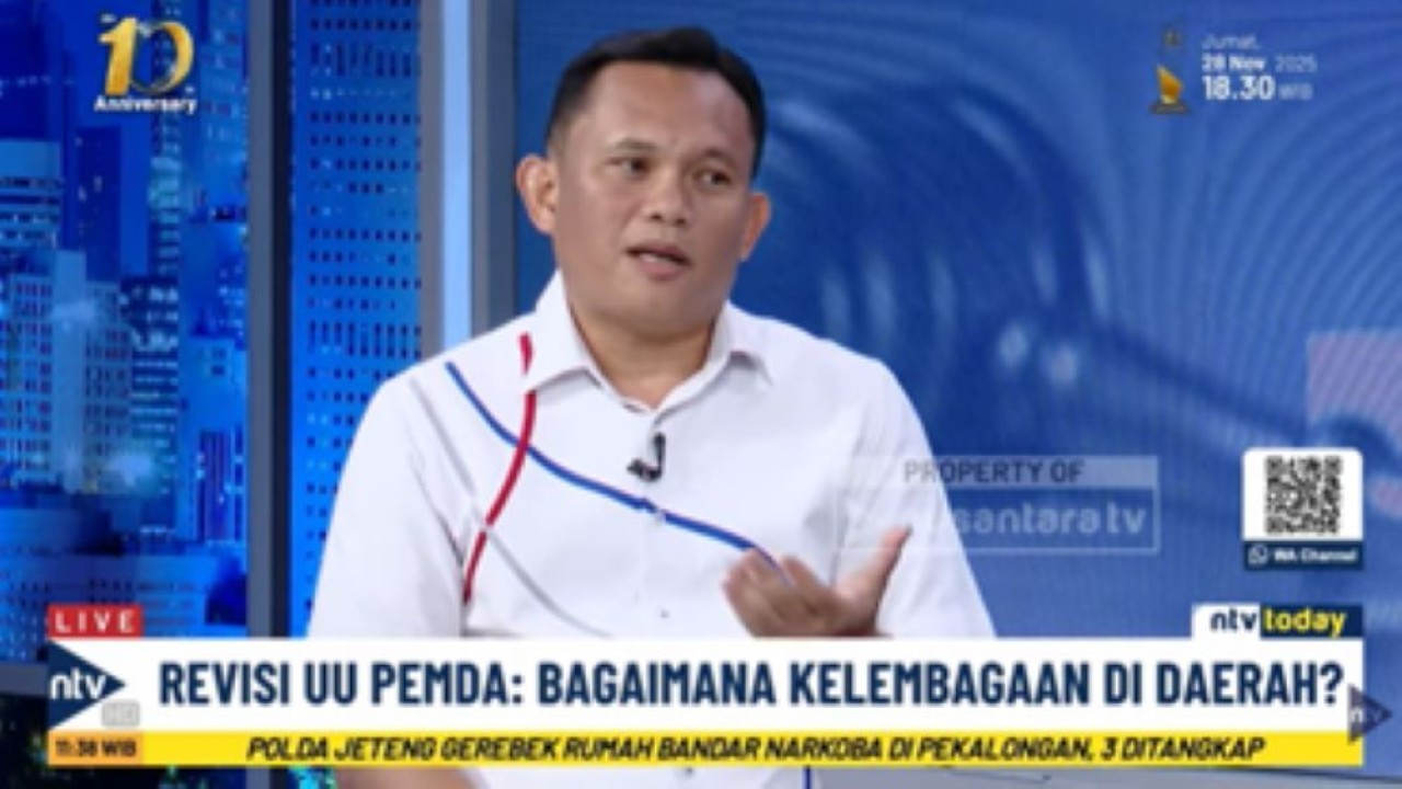 Direktur Fasilitas Kelembagaan dan Kepegawaian Perangkat Daerah, Ditjen Otonomi Daerah (Otda) Kementerian Dalam Negeri (Kemendagri), Cheka Virgowansyah dalam dialog NTV Today di Nusantara TV