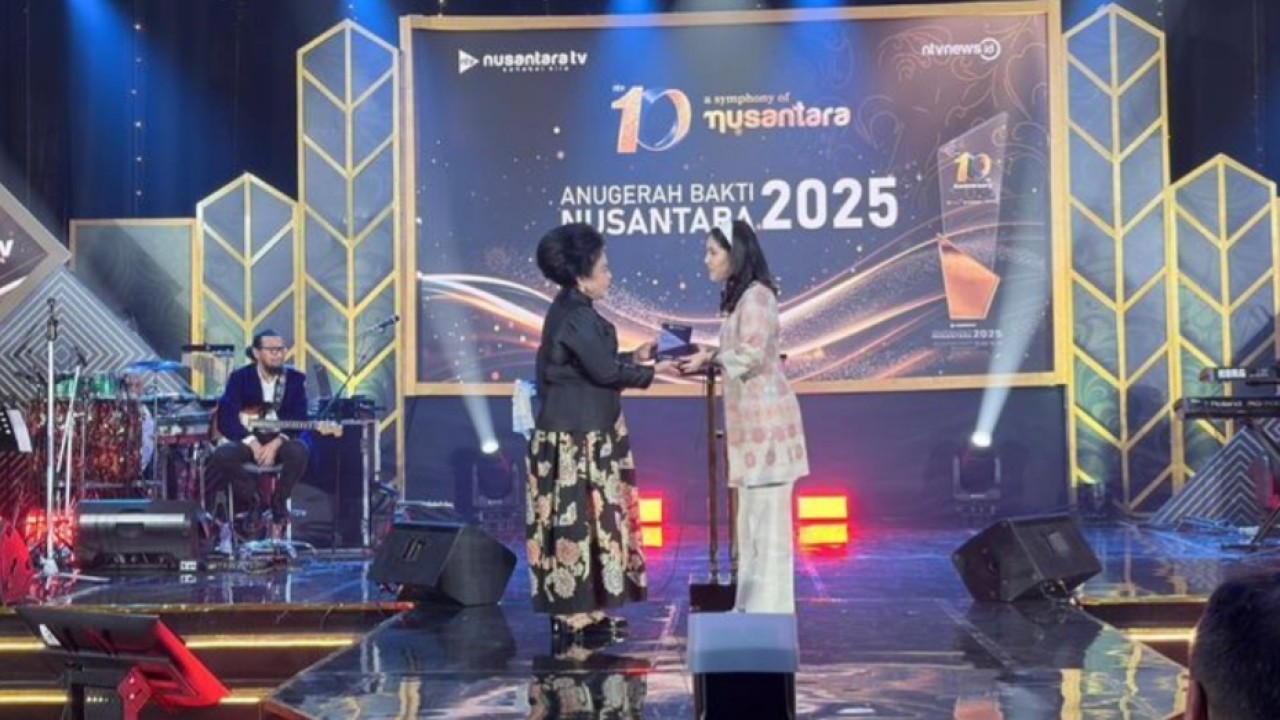 Wamendukbangga di perayaan HUT ke-10 Nusantara TV yang berlangsung di Ballroom Nusantara, NT Tower, Jumat, 28 November 2025. (Dedi/ ntvnews.id)