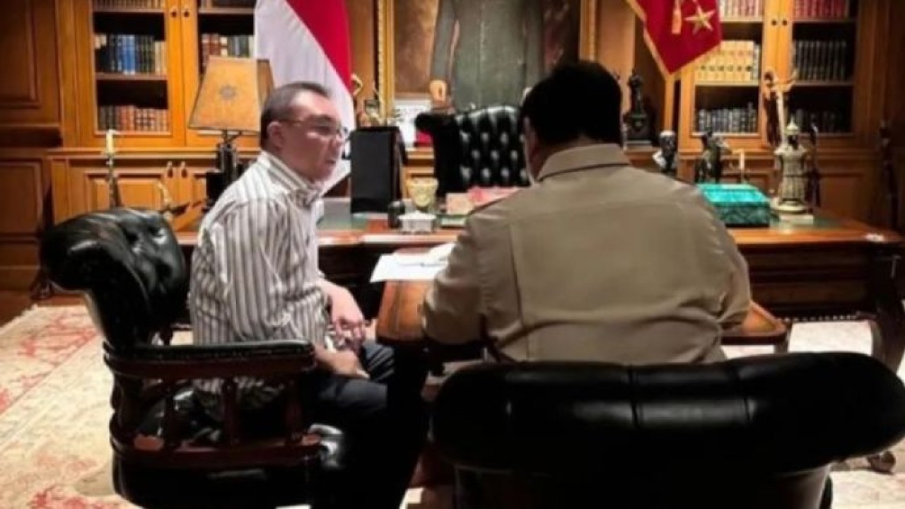Prabowo terima Sufmi Dasco di Hambalang, untuk membahas berbagai masalah hukum (ANTARA )