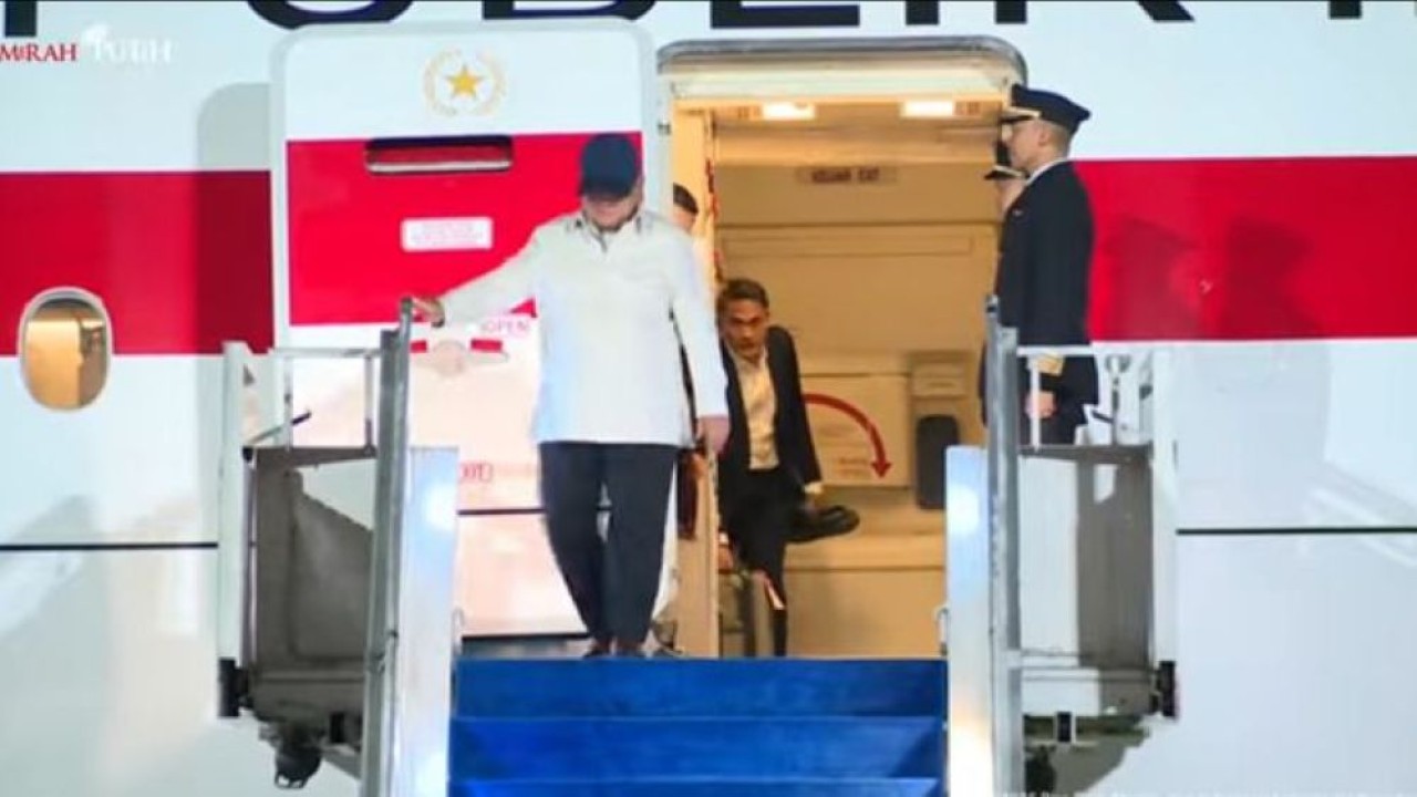 Presiden Prabowo Subianto tiba di Tanah Air dari lawatan ke Australia. (Foto: Istimewa)