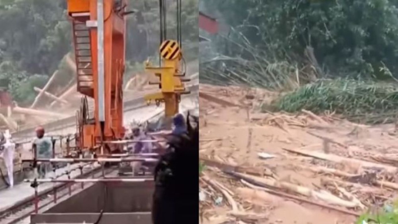 Banjir kayu elondongan di Tapanuli. (Foto: Instagram)