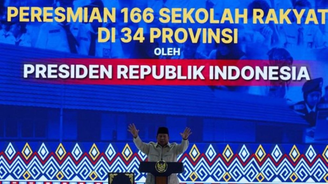 Presiden Prabowo Subianto saat meresmikan 166 Sekolah Rakyat di 34 provinsi. (Istimewa)