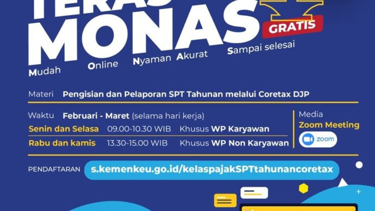 TERAS MONAS (Tempat Edukasi dan Ruang Asistensi SPT, Mudah, Online, Nyaman, Akurat dan Sampai selesai). (Kanwil DJP Jakarta Pusat)