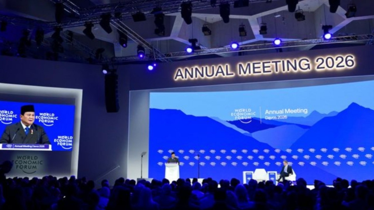 Presiden Prabowo saat pidato di WEF, Davos, Swiss (Bakom RI)