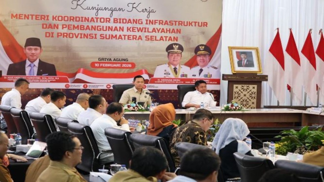 Menteri Koordinator Bidang Infrastruktur dan Pembangunan Kewilayahan, Agus Harimurti Yudhoyono (AHY), melakukan kunjungan kerja ke Sumatra Selatan, pada Selasa-Rabu, 10-11 Februari 2026.
