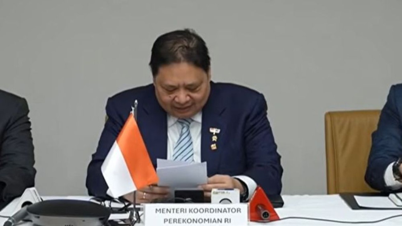 Menteri Koordinator Bidang Perekonomian Airlangga Hartarto dalam Konferensi Pers Penandatanganan Perjanjian Perdagangan Resiprokal Indonesia - Amerika Serikat. (Foto: Dok/Bakom RI)