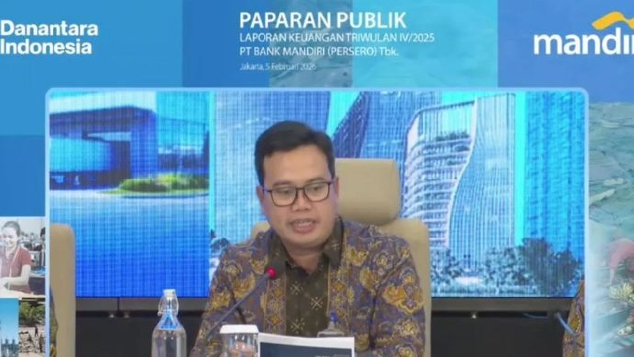 Tangkapan layar - Direktur Corporate Banking Bank Mandiri Mochamad Rizaldi menghadiri Paparan Kinerja Kuartal IV 2025 Bank Mandiri di Jakarta, Kamis, 5 Februari 2026. ANTARA/Uyu Septiyati Liman. (Antara)