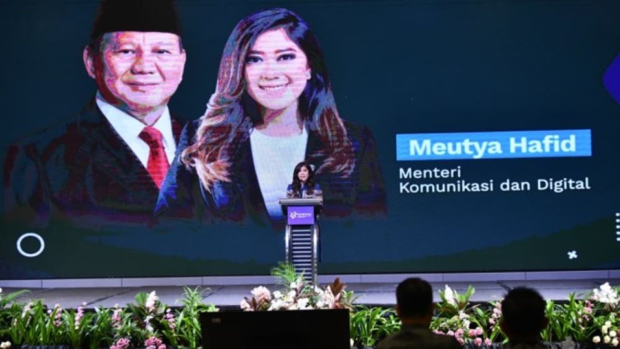 Menteri Komunikasi dan Digital (Menkomdigi) Meutya Hafid pada Konvensi Nasional Media Massa bertema “Pers, AI dan Transformasi Digital: Membangun Ekosistem Informasi untuk Kepentingan Publik” sebagai rangkaian kegiatan memperingati Hari Pers Nasional (HPN) 2026 di Serang, Banten (Istimewa)