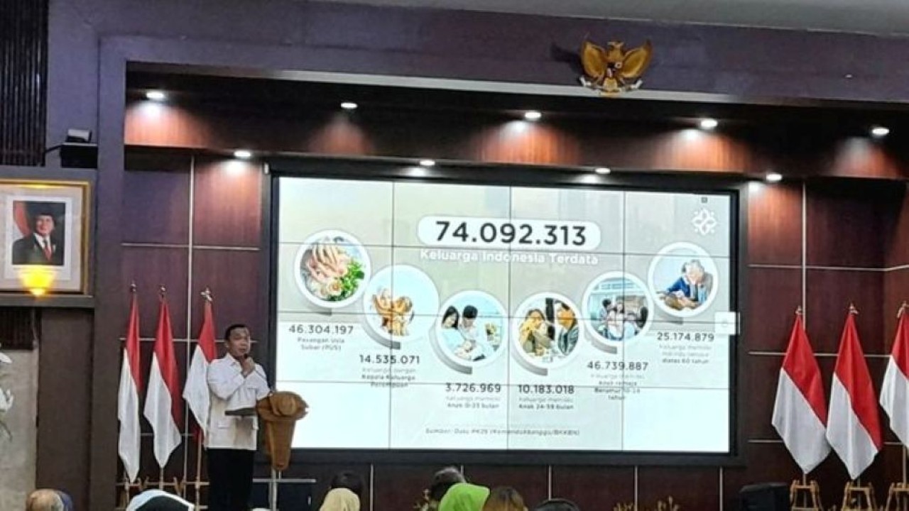 Mendukbangga/Kepala BKKBN Wihaji memberikan arahan dalam Rapat Koordinasi Nasional (Rakornas) Pembangunan Keluarga, Kependudukan, dan Keluarga Berencana (Bangga Kencana) di Jakarta, Kamis, 12 Februari 2026. (Foto: ANTARA/Lintang Budiyanti Prameswari)