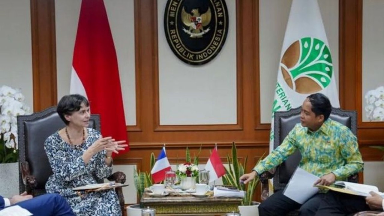 Menhut Raja Juli Antoni (kanan) dalam pertemuan dengan CEO CIRAD Elisabeth Claverie de Saint-Martin di Jakarta pada Selasa, 3 Februari 2026. (Foto: ANTARA/HO-Kemenhut)