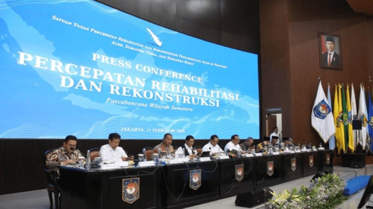 Menteri Kesehatan (Menkes) Budi Gunadi Sadikin dalam konferensi pers Percepatan Rehabilitasi dan Rekonstruksi Pascabencana Wilayah Sumatra, di Kantor Kementerian Dalam Negeri, Jakarta, Rabu (11/2/2026). (Foto: Dok/Istimewa)