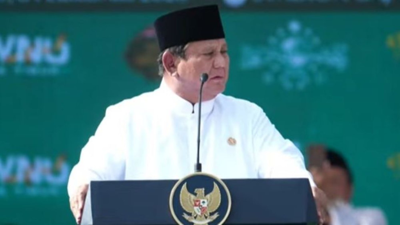 Presiden Prabowo Subianto di Mujahadah Kubro Satu Abad Nahdlatul Ulama (NU). (YouTube)