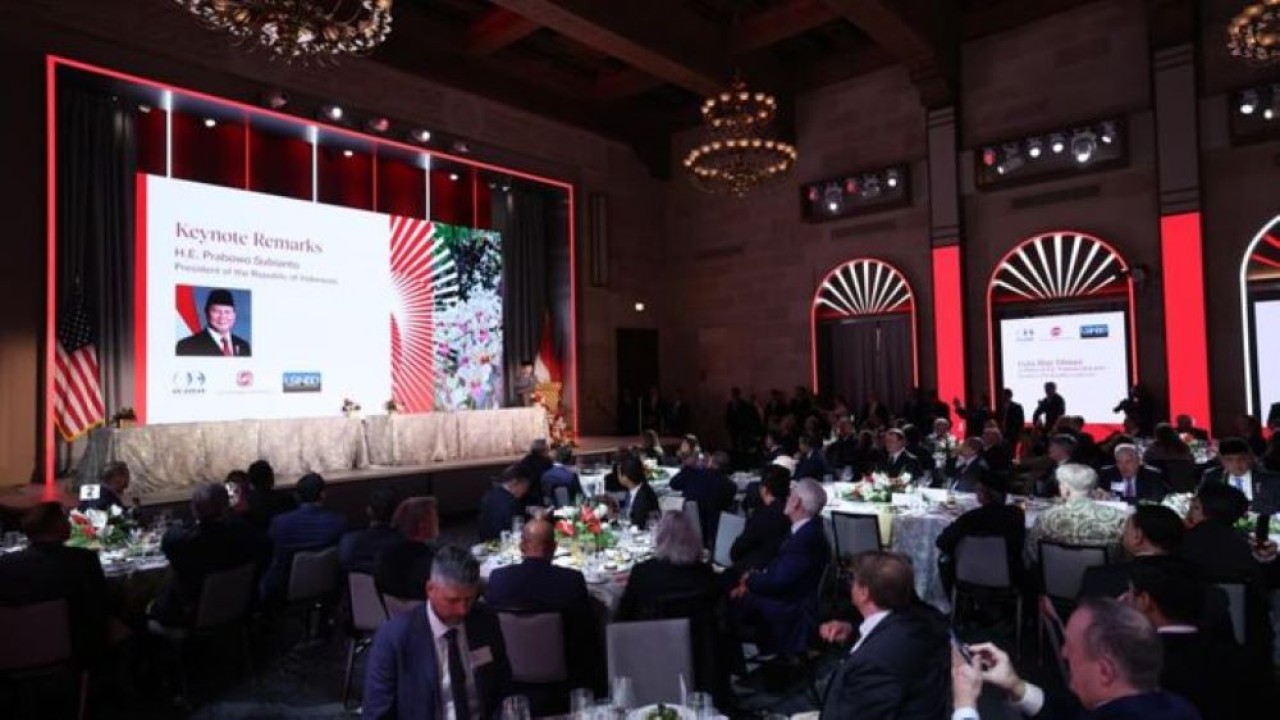 Prabowo Subianto menghadiri Forum Bisnis dengan US Chamber of Commerce dalam kunjungannya ke Washington D.C., Amerika Serikat (AS) (Istimewa)