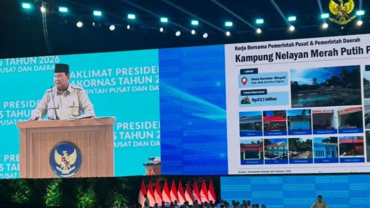 Presiden Prabowo Subianto di Rakornas Pemerintah Pusat dan Daerah 2026. (Foto: NTVnews)