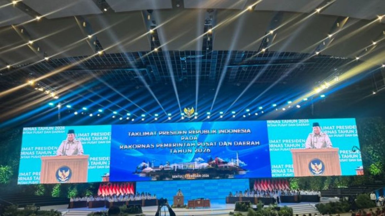 Presiden Prabowo Subianto di Rakornas Pemerintah Pusat dan Daerah 2026. (Foto: NTVnews)