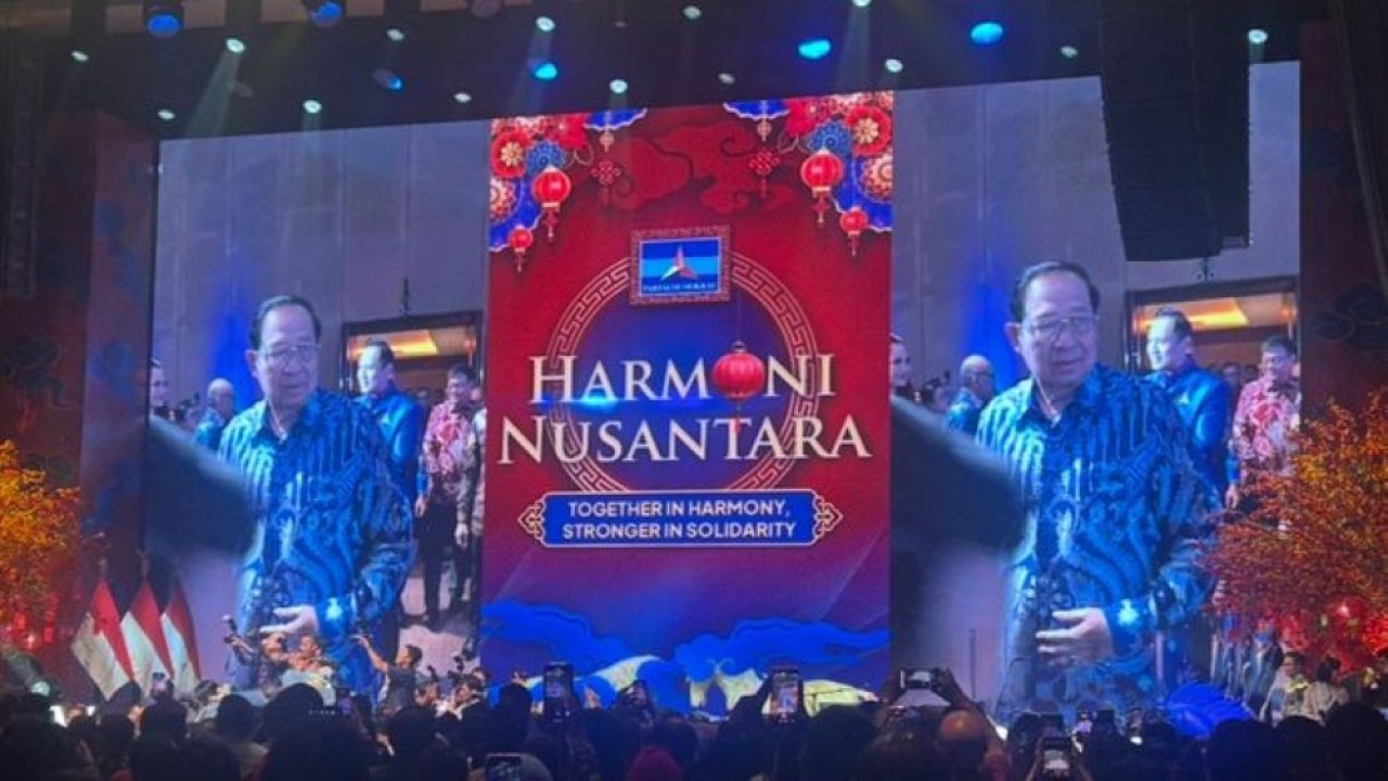 Susilo Bambang Yudhoyono (SBY) menghadiri Perayaan Imlek Nasional Partai Demokrat. (Foto: NTVnews)