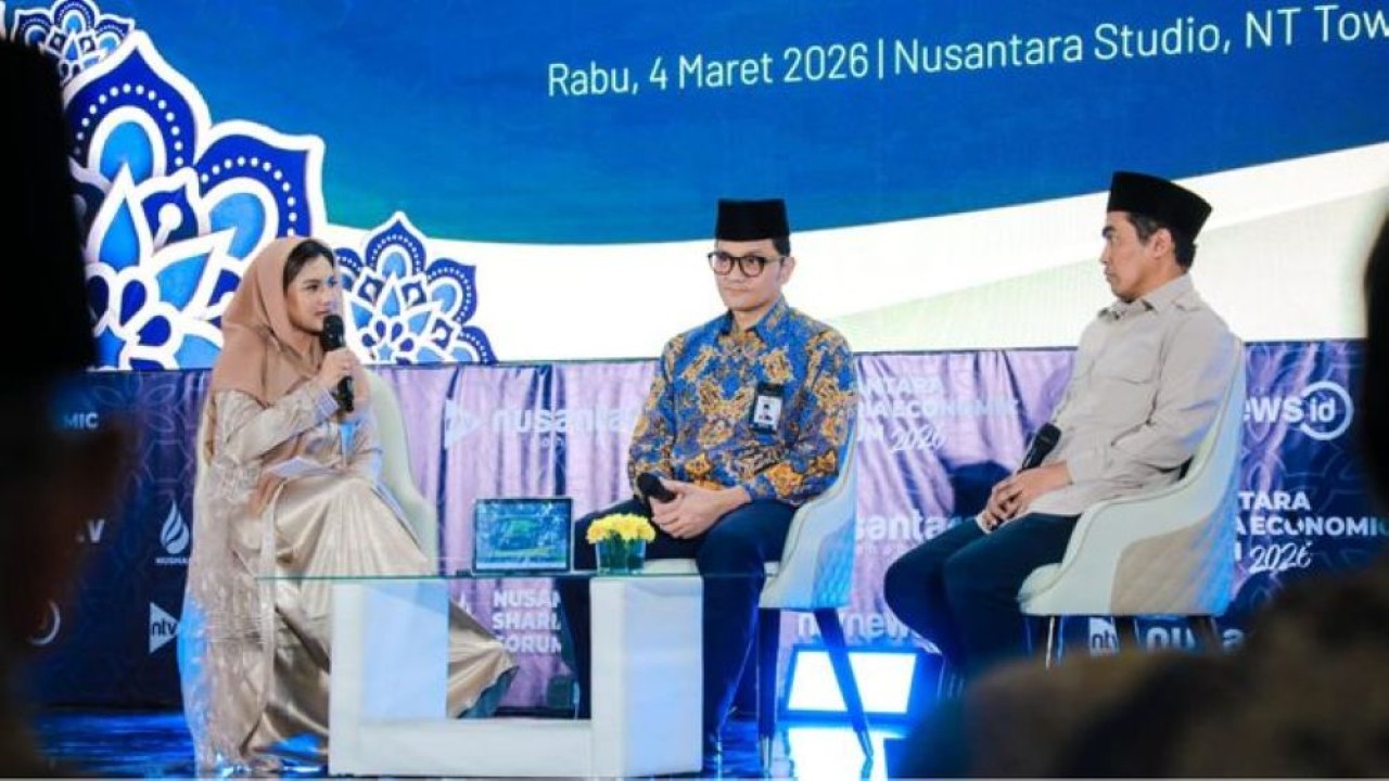 Kepala BPKH Fadlul Imansyah dan Dirjen Pengembangan Ekosistem Ekonomi Haji dan Umrah dalam forum NUSHAF 2026 di Nusantara Studio, NT Tower, Jakarta, Rabu, 4 Maret 2026. (Foto: Dok/NTV)