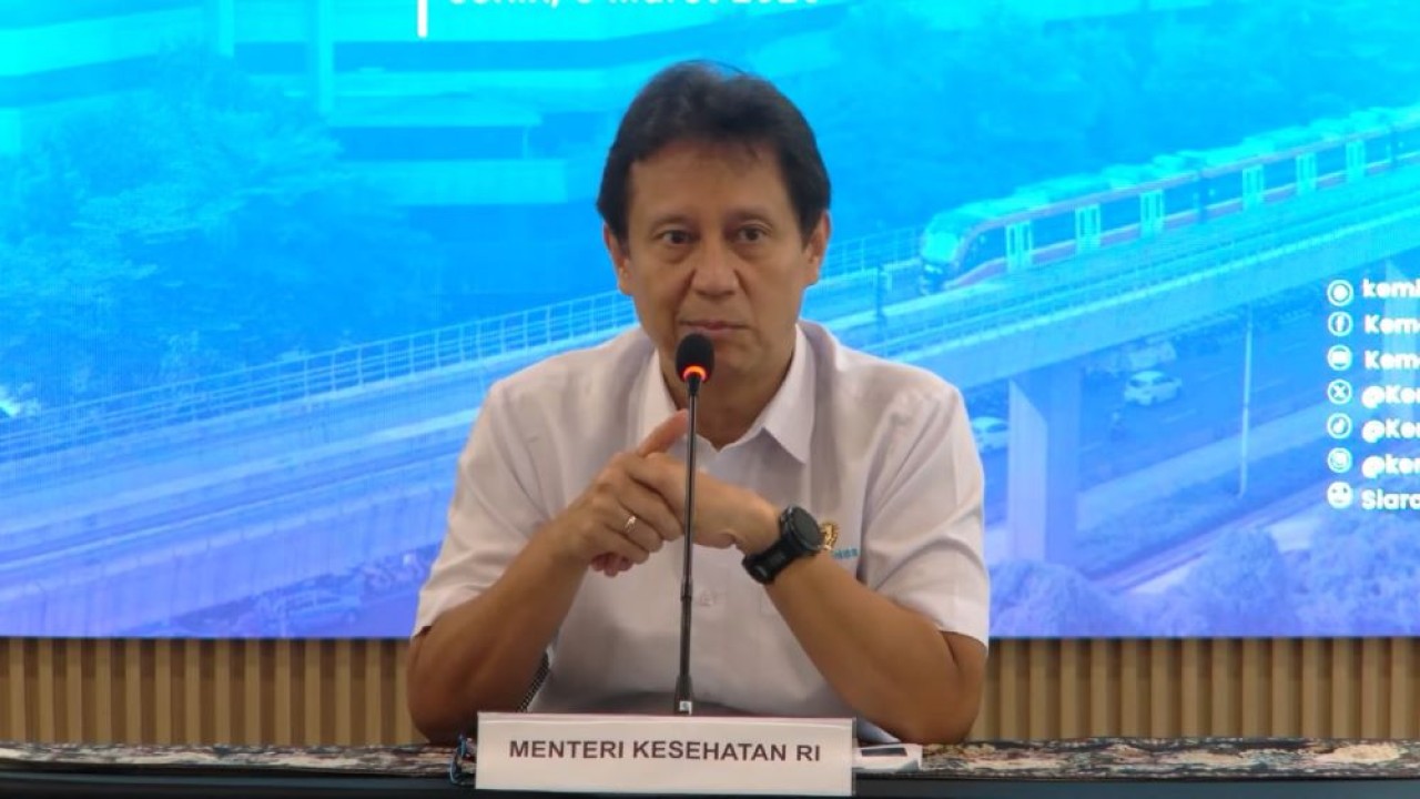 Menteri Kesehatan RI, Budi Gunadi Sadikin dalam konferensi pers yang diselenggarakan di Kantor Kemenkes, Jakarta, Senin (9/3)