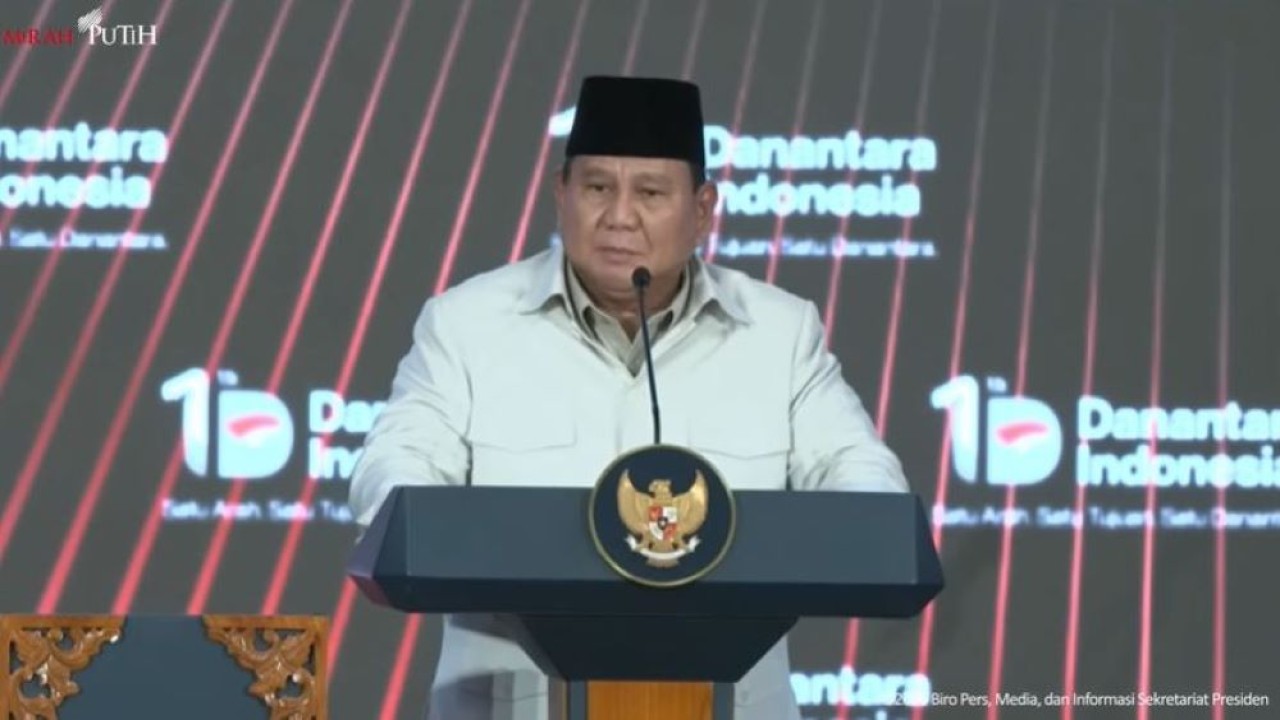 Prabowo Subianto di HUT Danantara (Istimewa)