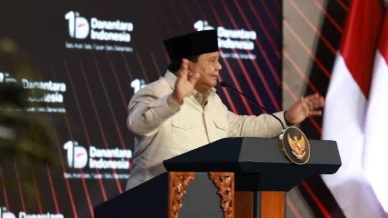 Presiden Prabowo Subianto saat memberikan sambutan pada Tasyakuran HUT ke-1 Danantara Indonesia di Jakarta, Rabu (11/3/2026). (Foto: Dok/Istimewa/Bakom RI)