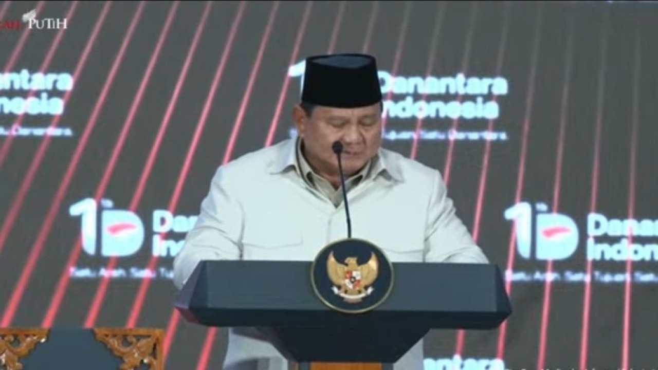 Presiden Prabowo Subianto saat memberikan sambutan pada Tasyakuran HUT ke-1 Danantara Indonesia di Jakarta, Rabu (11/3/2026). (Foto: Dok/Istimewa/Bakom RI)