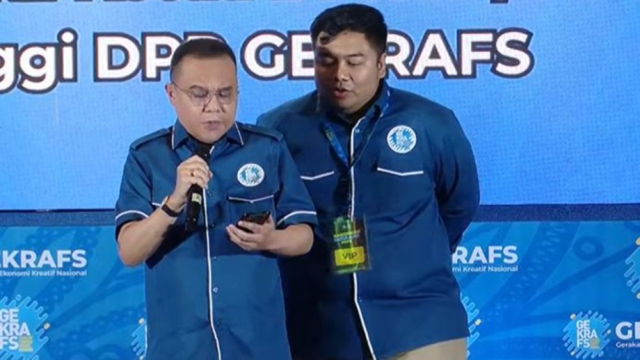 Wakil Ketua DPR RI sekaligus Ketua Majelis Tinggi DPP Gerakan Ekonomi Kreatif Nasional (Gekrafs) Sufmi Dasco Ahmad menyampaikan ucapan duka yang mendalam atas berpulangnya Vidi Aldiano. (Foto: Ntvnews.id/Muslimin Trisyuliono)