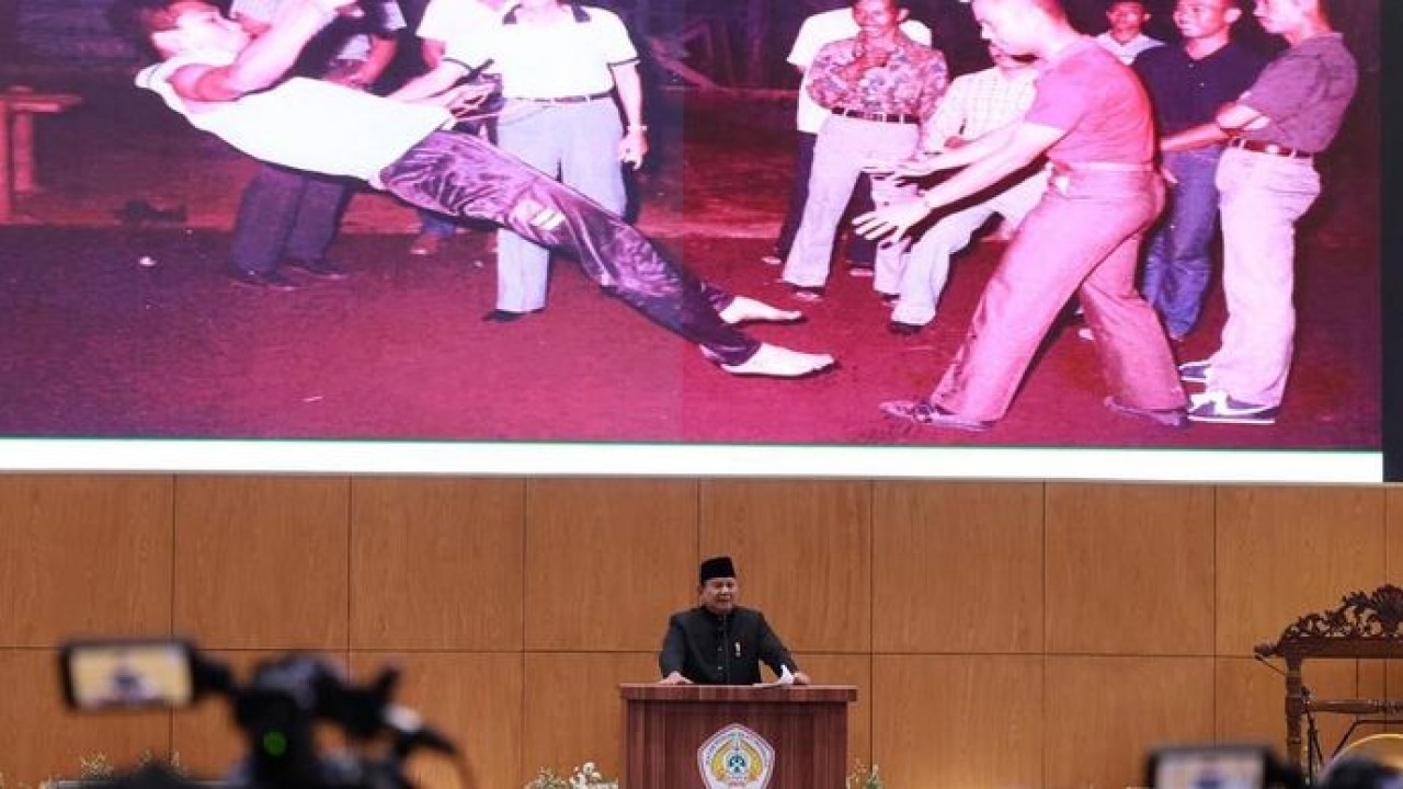 Presiden Prabowo Subianto saat berpidato di Munas ke-16 IPSI. (Instagram)