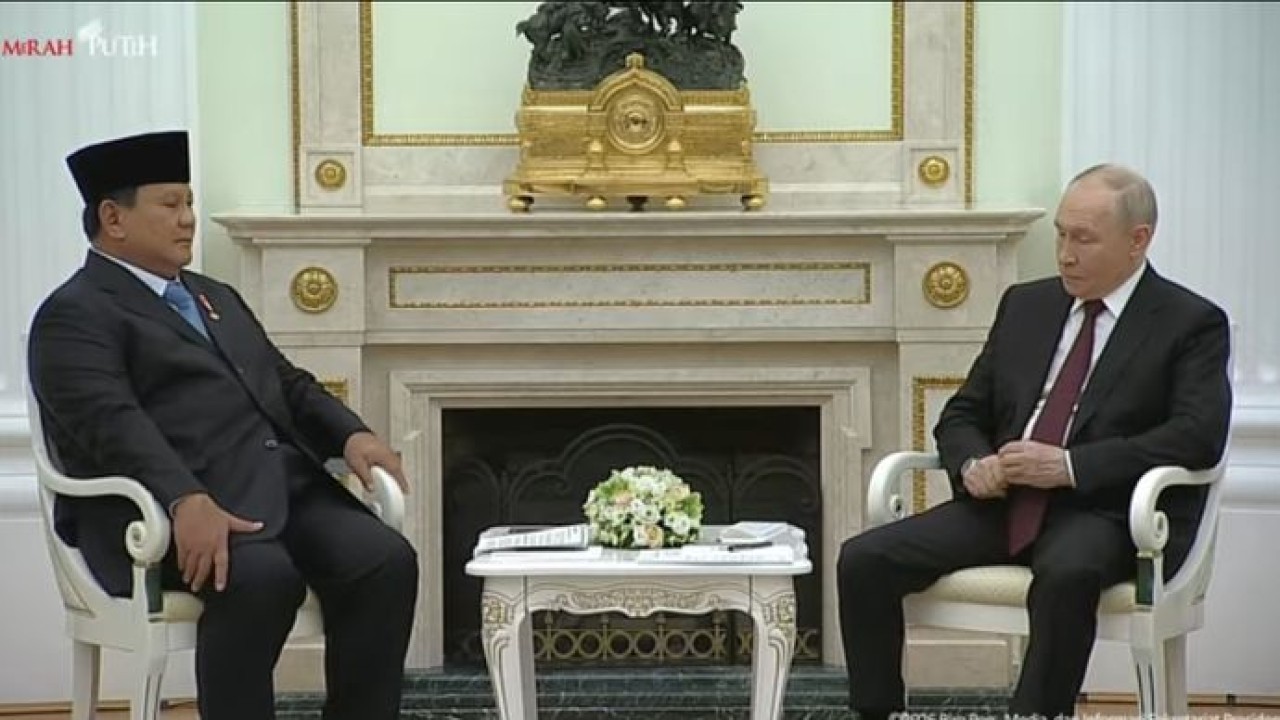 Presiden RI Prabowo Subianto dan Presiden Rusia Vladimir Putin (Tangkapan Layar)