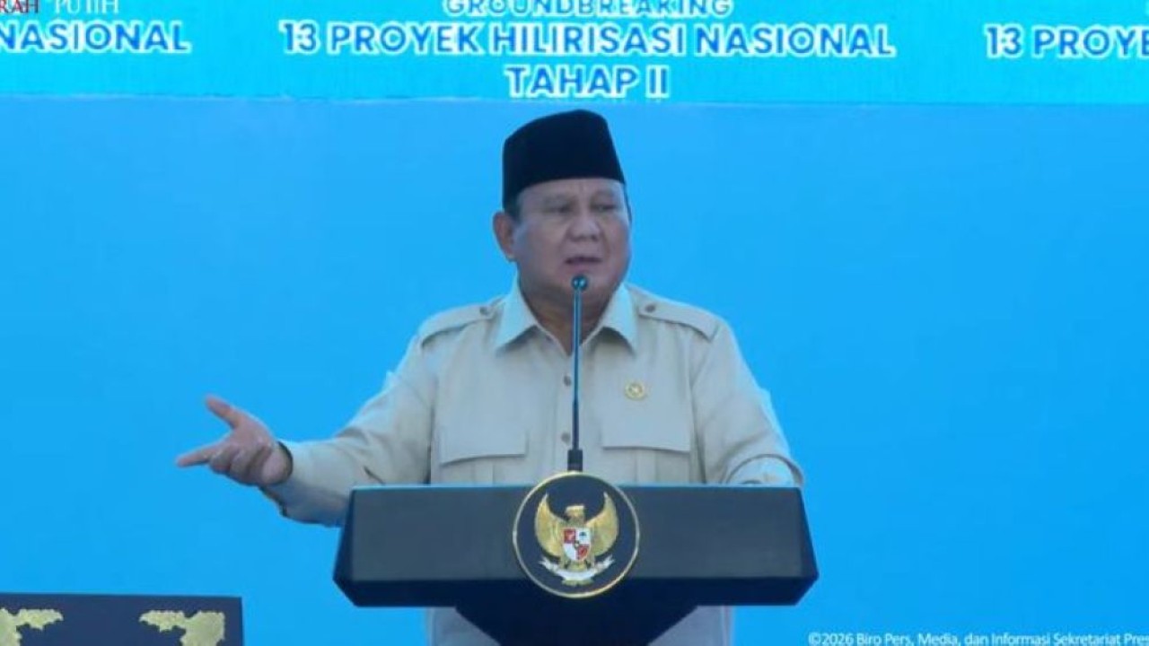 Presiden Prabowo Subianto saat menghadiri groundbreaking 13 proyek hilirisasi nasional di Cilacap, Jawa Tengah, Rabu, 29 April 2026. (Foto: Istimewa)