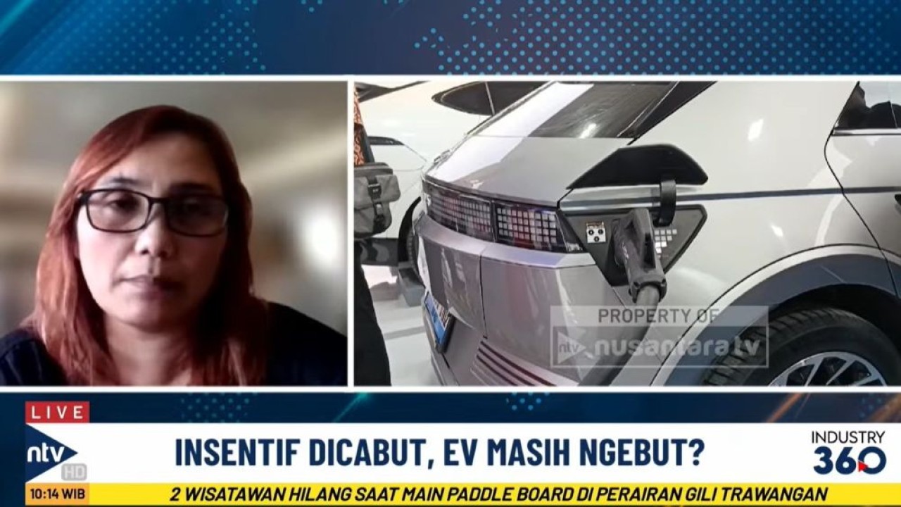 Public Relation dan Event Executive Asosiasi Motor Listrik Indonesia (Aismoli), Riniwaty Sinaga saat menjadi narasumber program Nusantara Economic Updates, Selasa (21/4/2026)