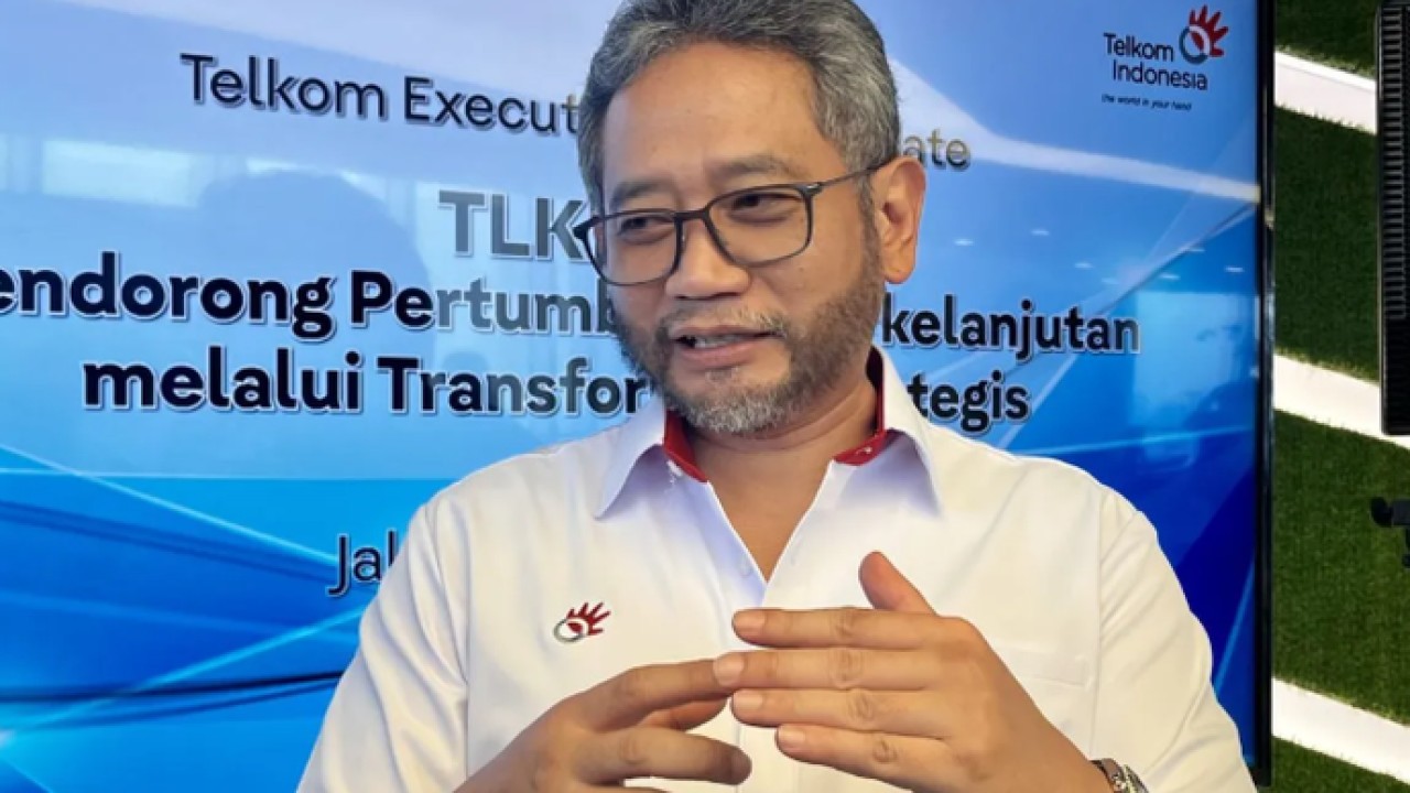 Direktur Strategic Business Development and Portfolio Telkom Seno Soemadji memberikan pernyataan kepada awak media di Jakarta, Rabu (20/5/2026). ANTARA/Arnidhya Nur Zhafira (Antara)