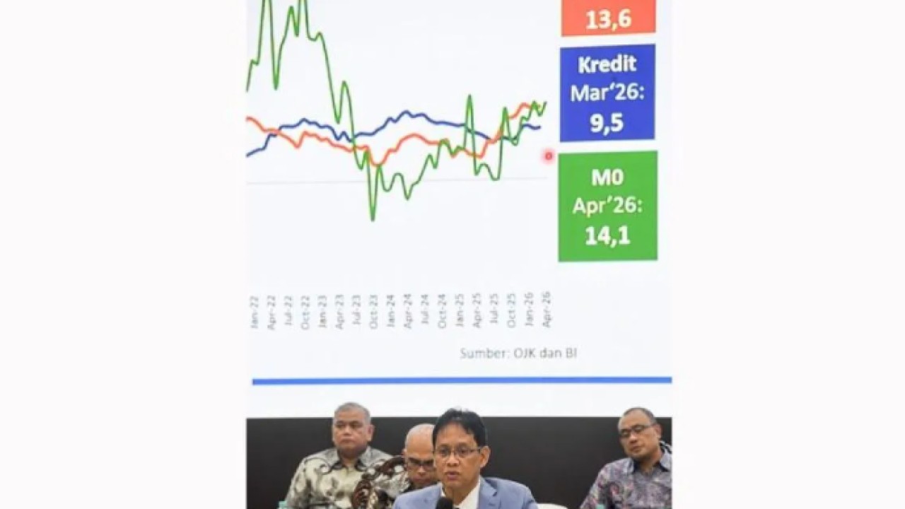 Menteri Keuangan Purbaya Yudhi Sadewa memberikan keterangan saat konferensi pers APBN KiTa edisi Mei 2026 di Jakarta, Selasa (19/5/2026. Kementerian Keuangan melaporkan defisit Anggaran Pendapatan dan Belanja Negara (APBN) mengalami penurunan menjadi 0,64 persen terhadap produk domestik bruto (PDB) atau senilai Rp164,4 triliun pada 30 April 2026. ANTARA FOTO/M Risyal Hidayat/tom/pri. (Antara)