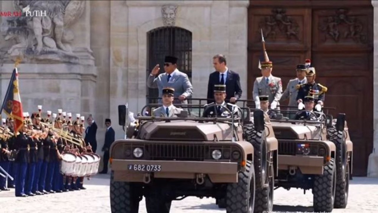 Prabowo Subianto tiba di Istana Elysee, Paris, Prancis, dalam rangka kunjungan kenegaraan pada Kamis, 28 Mei 2026 sore waktu setempa (Tagkapan Layar Sekretariat Presiden)