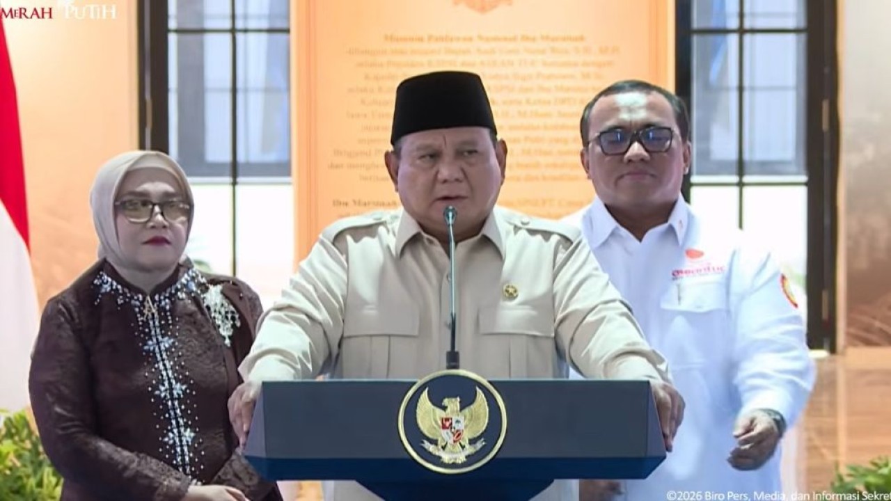Presiden Prabowo Subianto meresmikan Museum Marsinah dan Rumah Singgah, di Kabupaten Nganjuk, Jawa Timur, Sabtu, 16 Mei 2026. (Foto: Tangkapan layar YouTube Setpres)