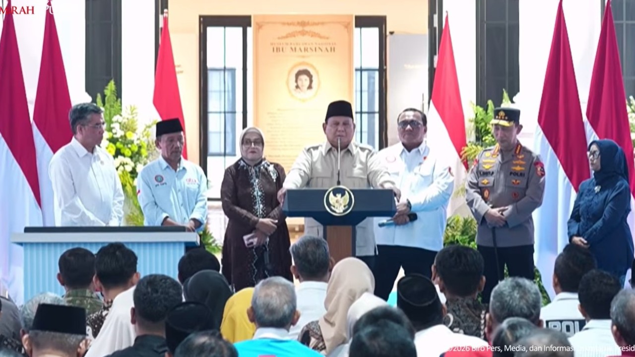 Presiden Prabowo Subianto meresmikan Museum Marsinah dan Rumah Singgah, di Kabupaten Nganjuk, Jawa Timur, Sabtu, 16 Mei 2026. (Foto: Dok/Istimewa/Bakom RI)