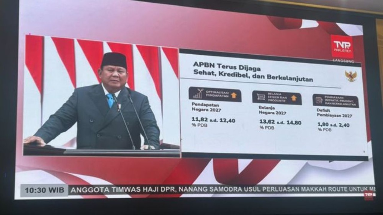 Presiden Prabowo Subianto dalam Sidang Paripurna di Komplek Parlemen. (Foto: NTVnews)